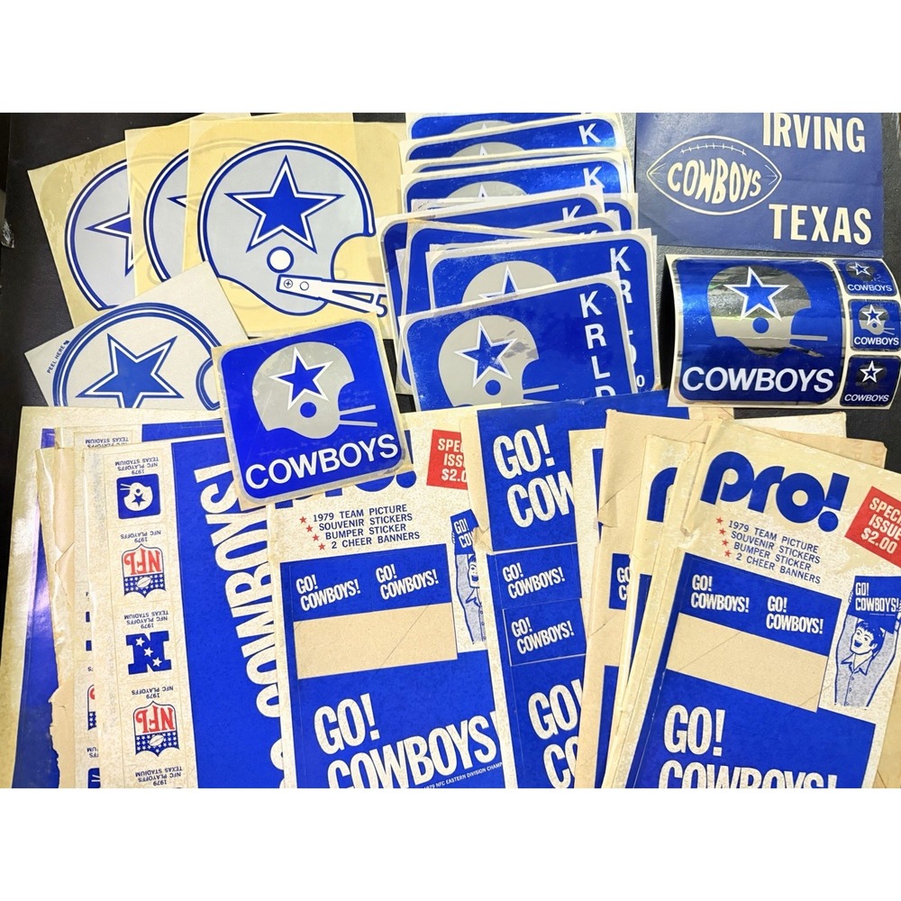 Vintage 1979 Dallas Cowboys NFL Sticker & Cheer Banner Lot